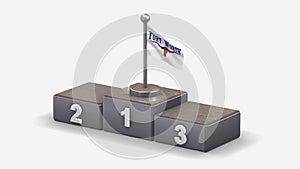 Fort Worth Texas 3D waving flag illustration on winner podium.