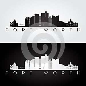 Fort Worth, USA skyline and landmarks silhouette.