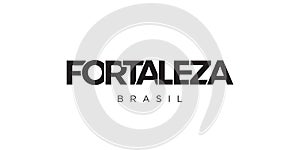 Fortaleza in the Brasil emblem. The design features a geometric style, vector illustration with bold typography in a modern font. photo