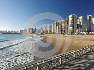 Fortaleza city Beach, view from pier. Ceara, Brazil