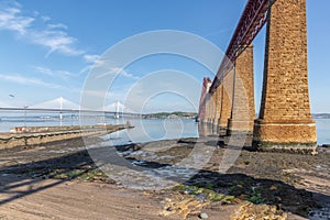 Forth Bridge Scotland and landing-stage for launches.