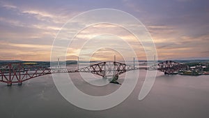 The Forth Bridges crossing the Firth of Forth at Queensferry, Edinburgh