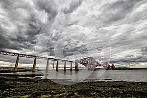 The Forth Bridges crossing the Firth of Forth at Queensferry, Edinburgh