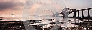 Forth Bridges Panorama Sunset