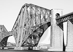 Forth rail bridge in black and white