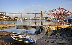 The Forth Rail Bridge seen from North Queensferry Fife harbour