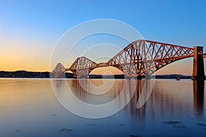 The Forth Rail Bridge at sunset