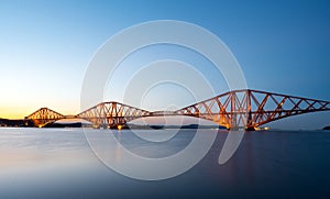 The Forth Rail Bridge after sunset