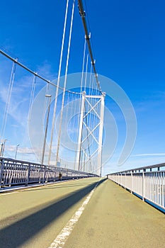 Forth Road Bridge close up, Edinburgh, Scotland, UK