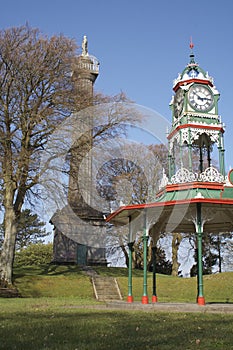 Forthill Park with monument and bandstand, Enniskillen