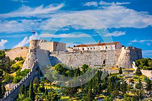 The Fortica fortress Spanish Fort or Spanjola Fortres on the Hvar island in Croatia. Ancient fortress on Hvar island over town