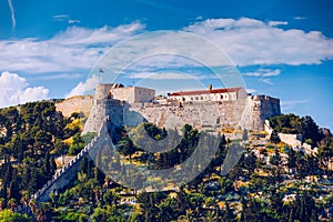 The Fortica fortress Spanish Fort or Spanjola Fortres on the Hvar island in Croatia. Ancient fortress on Hvar island over town