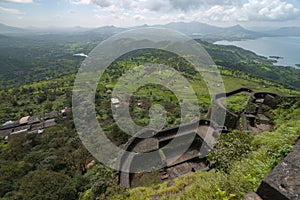 Fortification on Lohagad Fort near Lonavala,Maharashtra,India