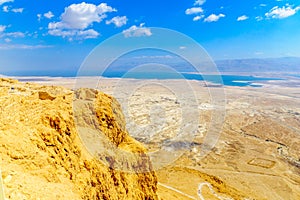 Fortification of Masada and landscape of the Dead Sea