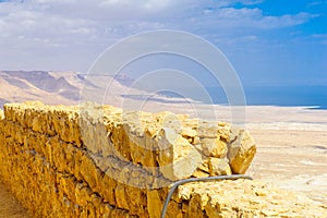 Fortification of Masada and landscape of the Dead Sea