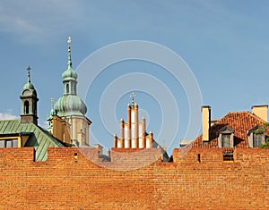 Fortification walls in Old City Stare Miasto of Warsaw