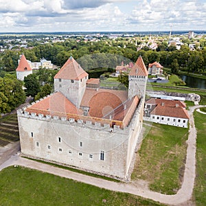 Fortifications of Kuressaare episcopal castle star fort, bastion fortress built by Teutonic Order, Saaremaa island, western