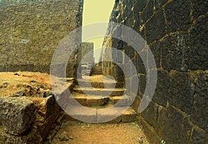 Fortifications of Raigad fort and interior photo