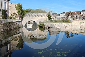 Fortifications are reflected in the Loir River (France)