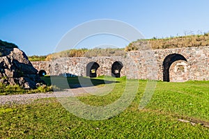 Fortifications at Suomenlinna Sveaborg , sea fortress island in Helsinki, Finla