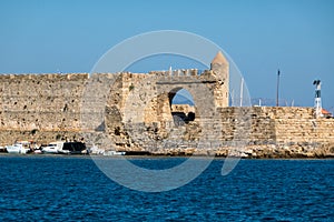 Fortifications wall in old part of Rhodes town