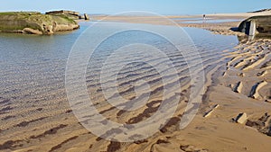 Low tide reveals WW2 bunckers at the Cap Ferret, France