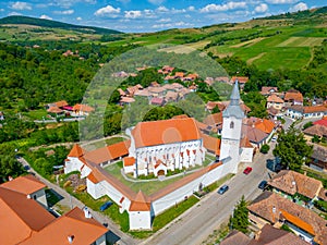 Fortified church in Romanian village Darjiu