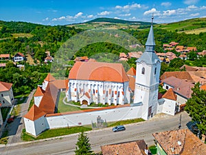 Fortified church in Romanian village Darjiu