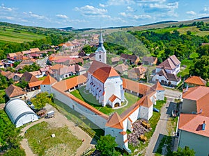 Fortified church in Romanian village Darjiu