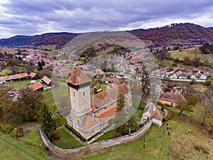Fortified church in the traditional saxon village Malancrav, Transylvania, Romania