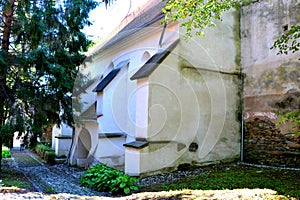 Fortified Lutheran Saxon church in Dealul Frumos, Schoenberg, a village in  in Sibiu County, Transylvania