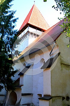 Fortified Lutheran Saxon church in Dealul Frumos, Schoenberg, a village in  in Sibiu County, Transylvania