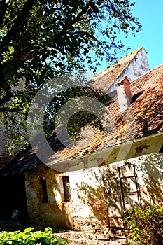 Fortified Lutheran Saxon church in Dealul Frumos, Schoenberg, a village in  in Sibiu County, Transylvania