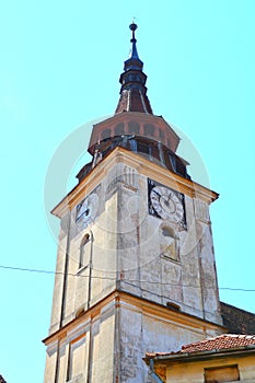 Fortified medieval church in the village Sanpetru, Transylvania