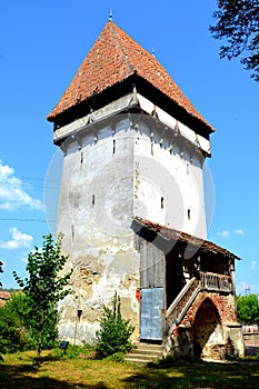 Fortified medieval saxon church in the village Agnita- Agnetheln, Transylvania,Romania