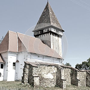 Fortified medieval saxon evangelic church in Veseud, Zied, Transilvania, Romania