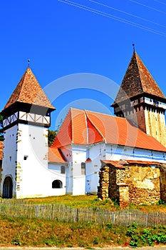 Fortified medieval saxon evangelic church in Veseud, Zied, Transilvania, Romania