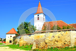 Fortified medieval saxon evangelic church in the village Bruiu-Braller, Transylvania, Romania