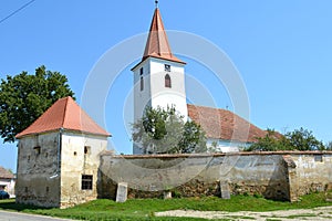 Fortified medieval saxon evangelic church in the village Bruiu-Braller, Transylvania, Romania