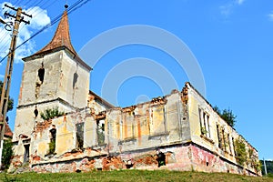 Fortified medieval saxon evangelic church in the village Felmer, Felmern, Transylvania, Romania.