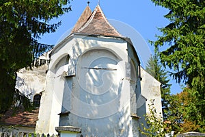 Fortified medieval saxon evangelic church in the village Somartin, Martinsberg, MÃ¤rtelsberg, Transylvania, Romania