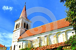 Fortified medieval saxon luteran church in the village Beia, Transylvania,Romania