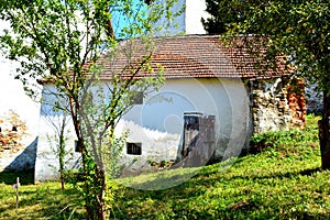 Fortified saxon medieval village in Hosmann. Transylvania.