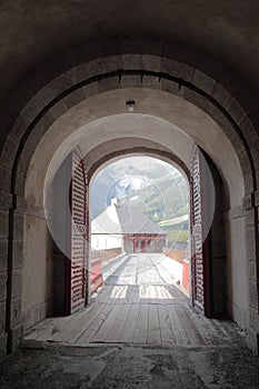 Old city gate of Fort of Mont-Dauphin, Hautes Alpes, France photo