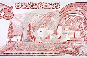 Fortified tribal village from Afghani money