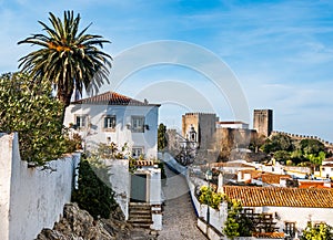 Fortified wall in Obidos, Portugal