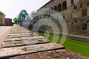 Fortified wall in Rocca Sanvitale Fontanellato Castle, Italy