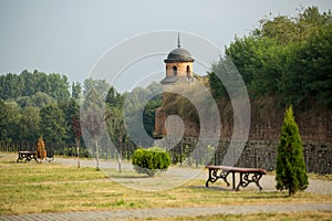 Fortified walls of medieval Dubno Castle at Dubno town, Rivne region, Ukraine