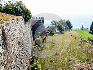 fortified walls of San Vigilio castlel in Bergamo