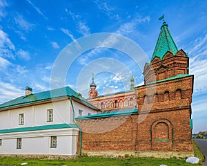 Fortified walls surrounding of Staraya Ladoga Saint Nicholas Staroladozhsky Nikolsky male monastery on the banks of the Volkhov